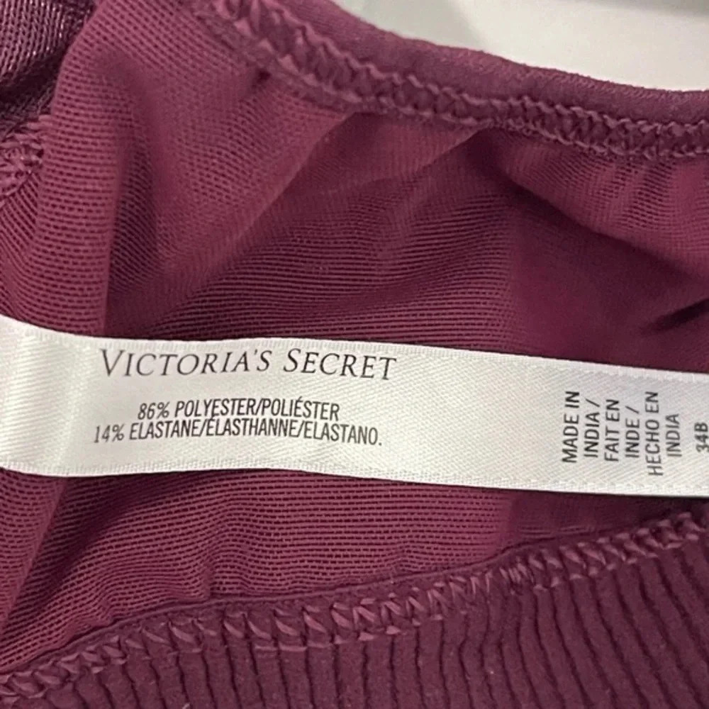 Victoria’s Secret VSX Sport Bra 34B Purple Front Closure Zip Underwire Racerback - Picture 12 of 15